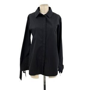 C/MEO Collective Black Long Sleeve Button Down Grommet‎ Tie Sleeve Size Small